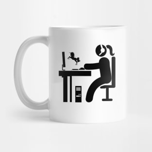 Gamer Girl with Unicorn Avatar Black Edition Mug